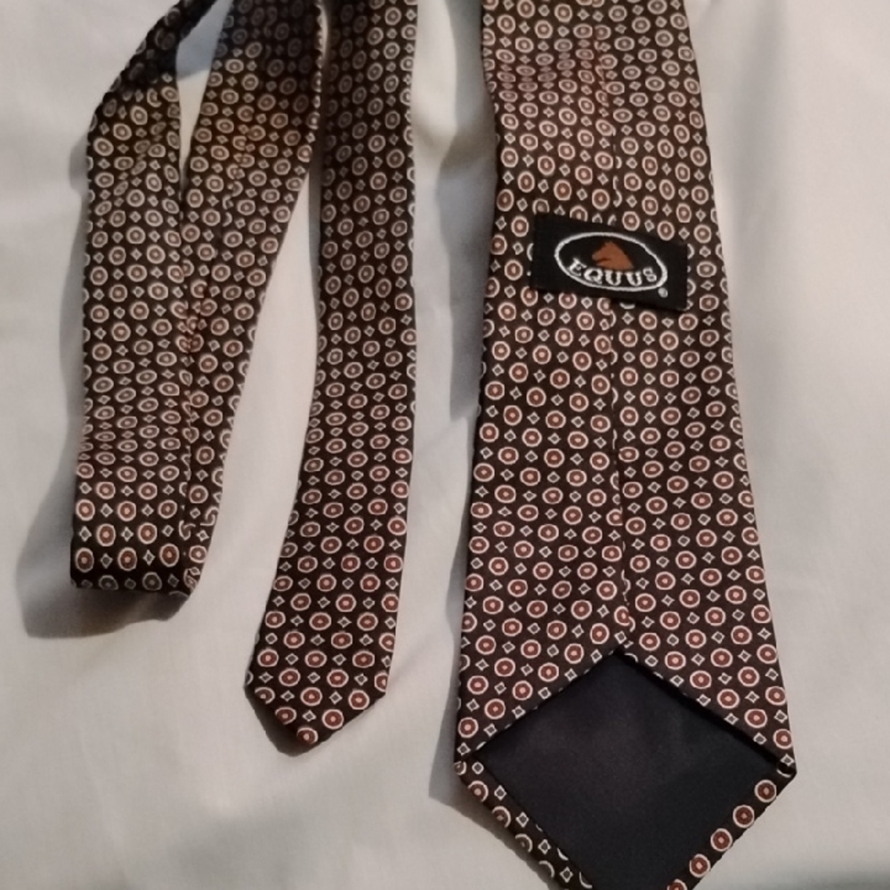 Equus 100% Silk Brown Patterned Men's Tie